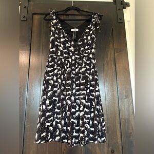Black and White Animal Print Midi Dress